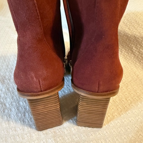 Vince Camuto Red Suede Heeled Boots - Picture 2 of 15